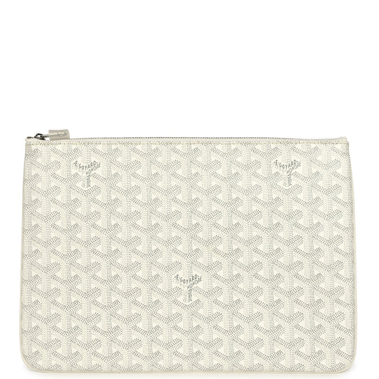 Goyard Goyardine White Senat MM Pouch Palladium Hardware