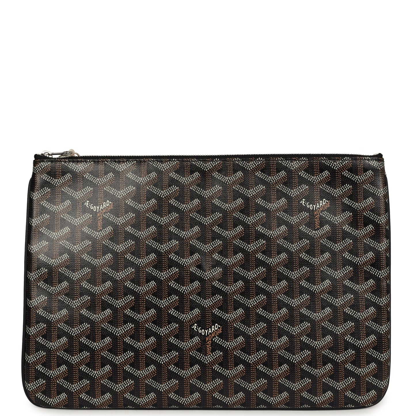 Goyard Goyardine Black Senat MM Pouch Palladium Hardware