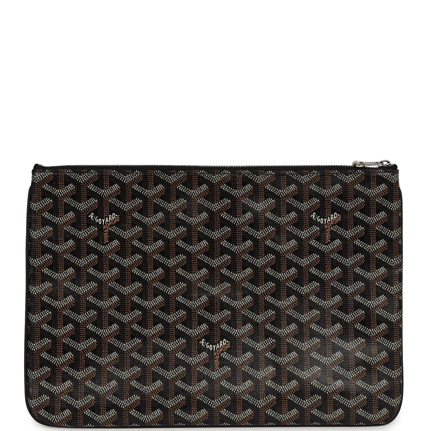 Goyard Goyardine Black Senat MM Pouch Palladium Hardware