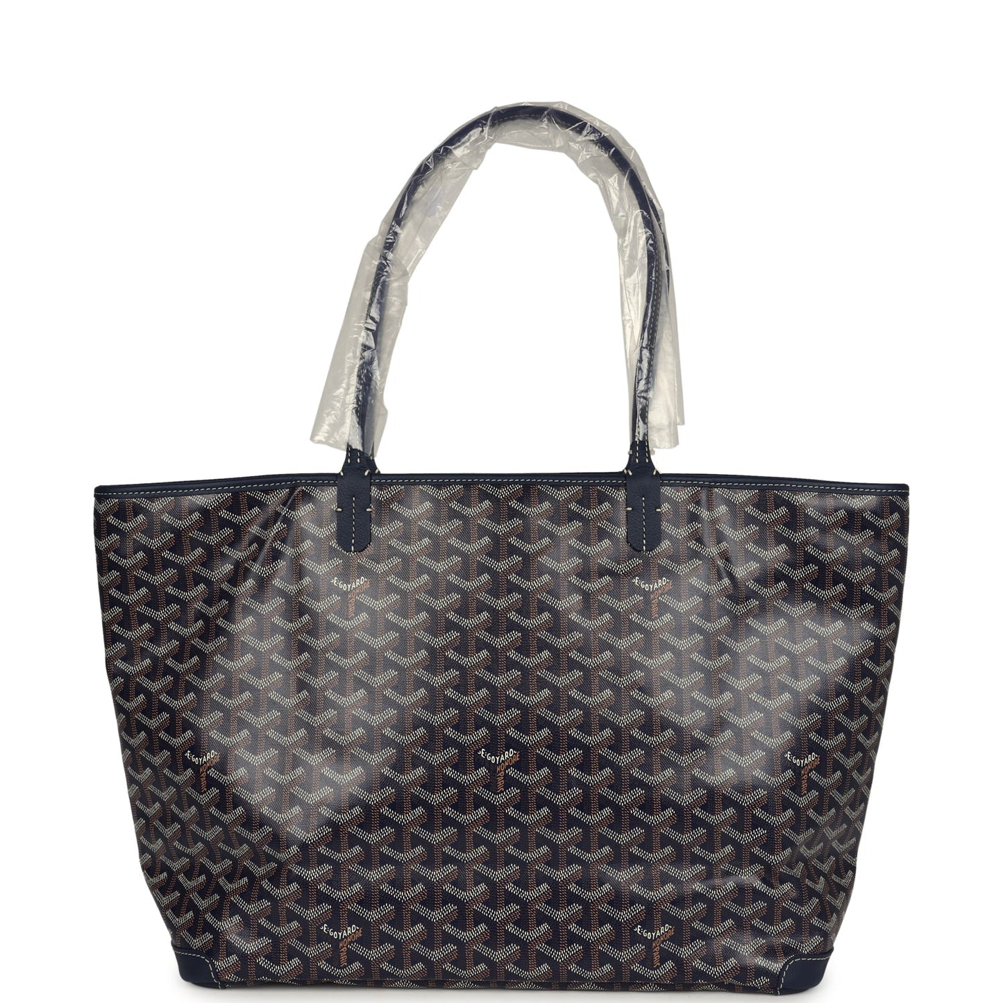 Goyard Artois Tote MM Navy Goyardine Canvas & Chevroches Calfskin Palladium Hardware