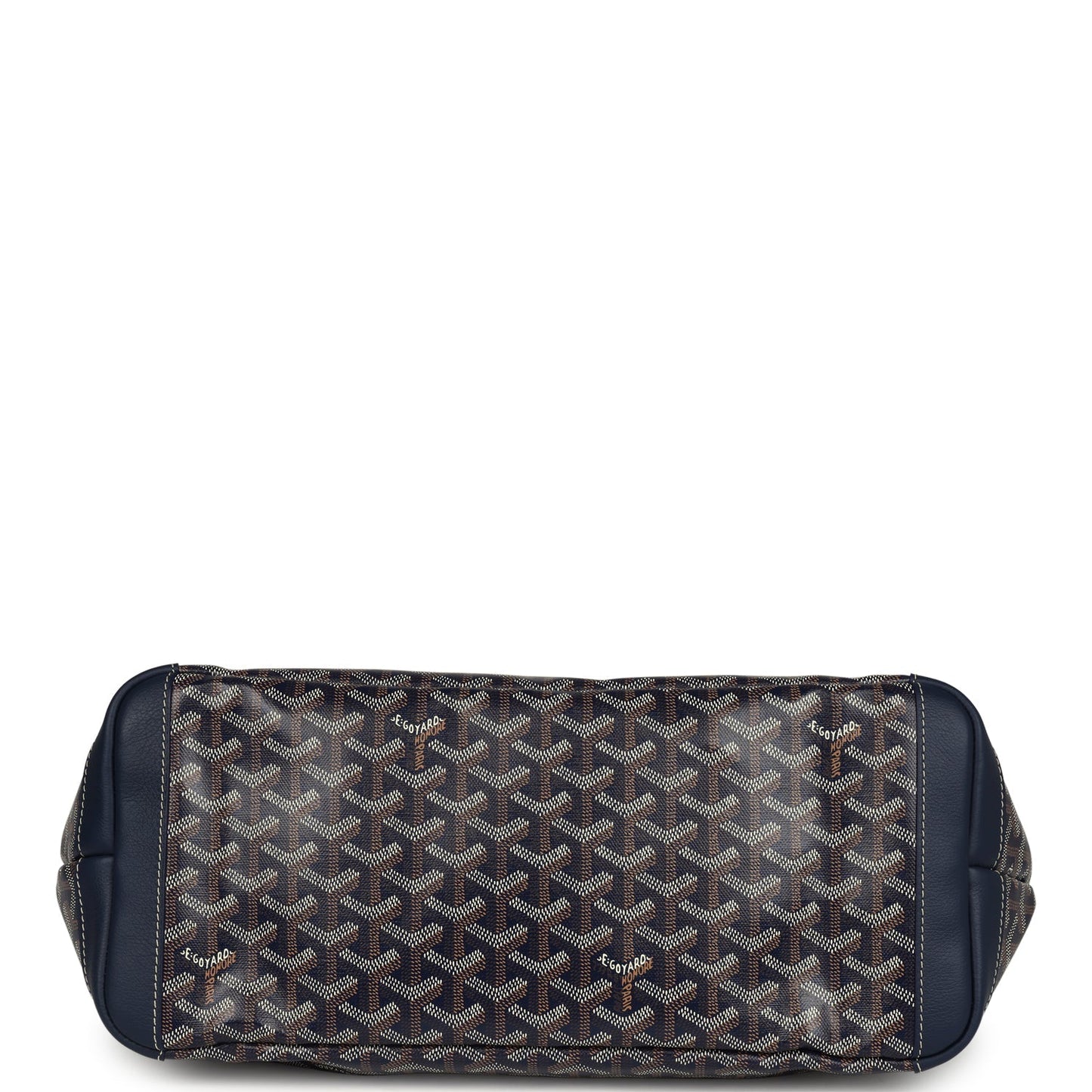 Goyard Artois Tote MM Navy Goyardine Canvas & Chevroches Calfskin Palladium Hardware