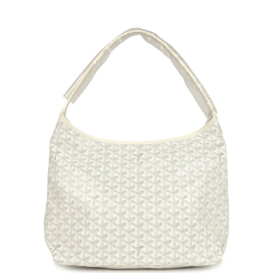 Goyard Goyardine White Boheme Hobo Bag Palladium Hardware