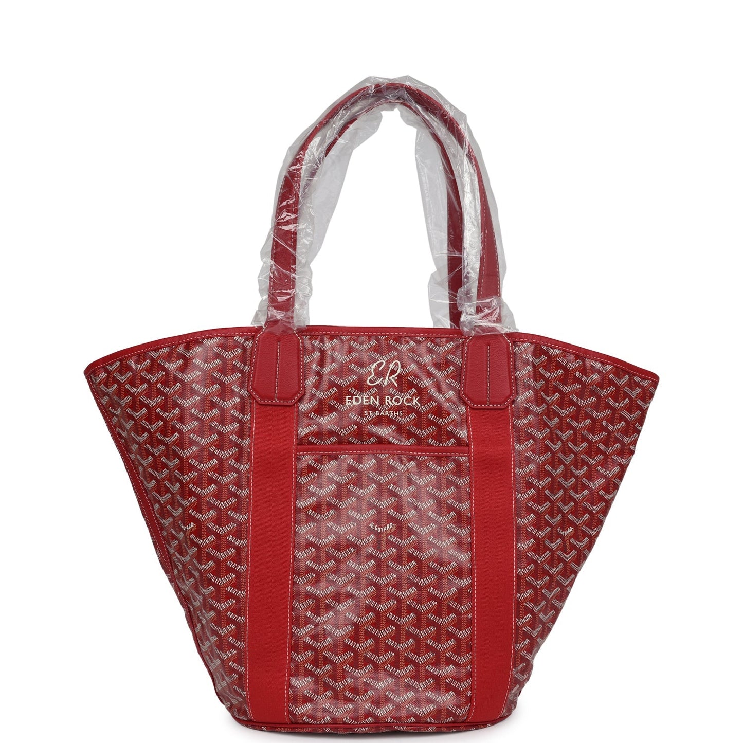 Goyard Limited Edition Eden Rock Belharra Beach Bag Red Goyardine Canvas & Chevroches Calfskin Palladium Hardware & Beach Towel