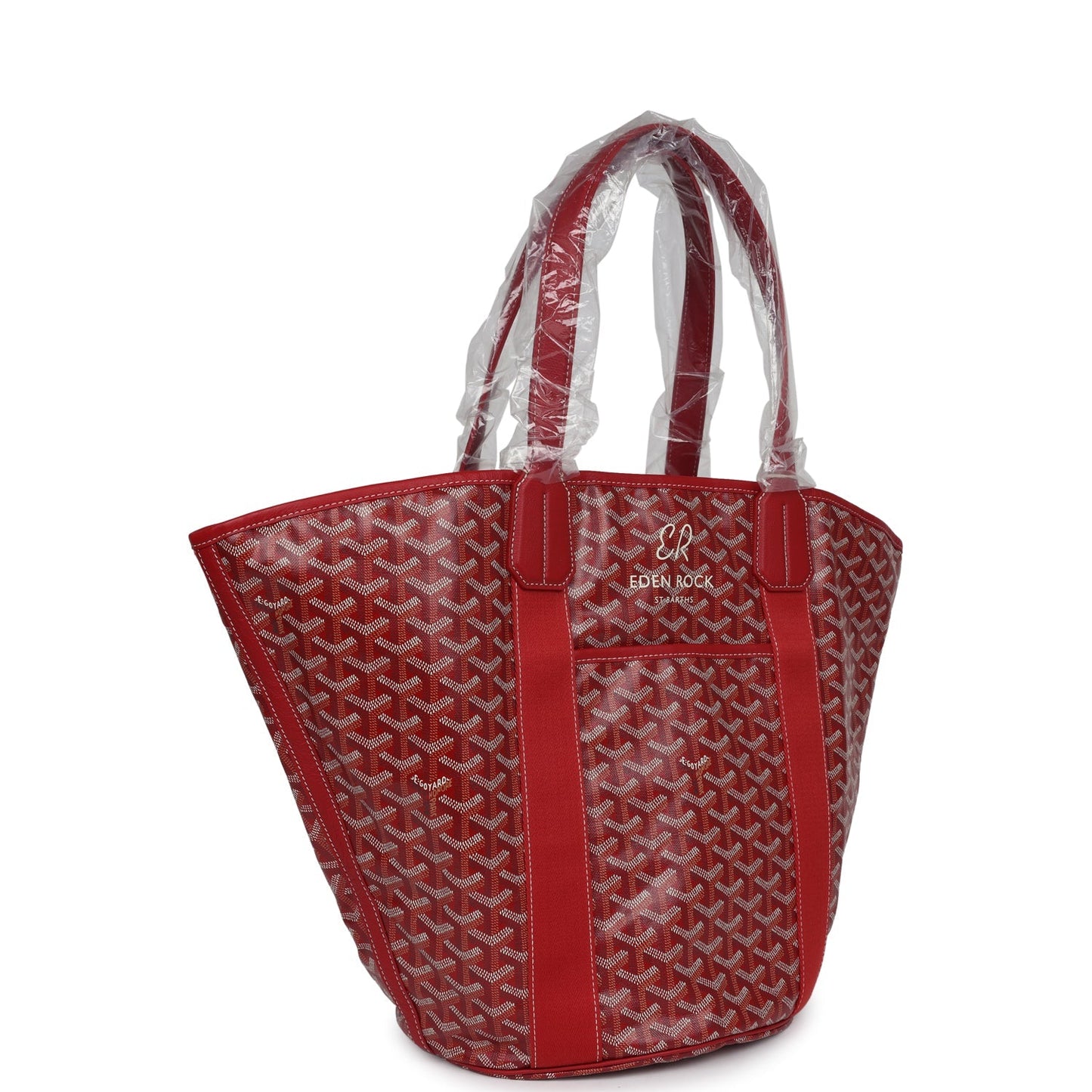 Goyard Limited Edition Eden Rock Belharra Beach Bag Red Goyardine Canvas & Chevroches Calfskin Palladium Hardware & Beach Towel