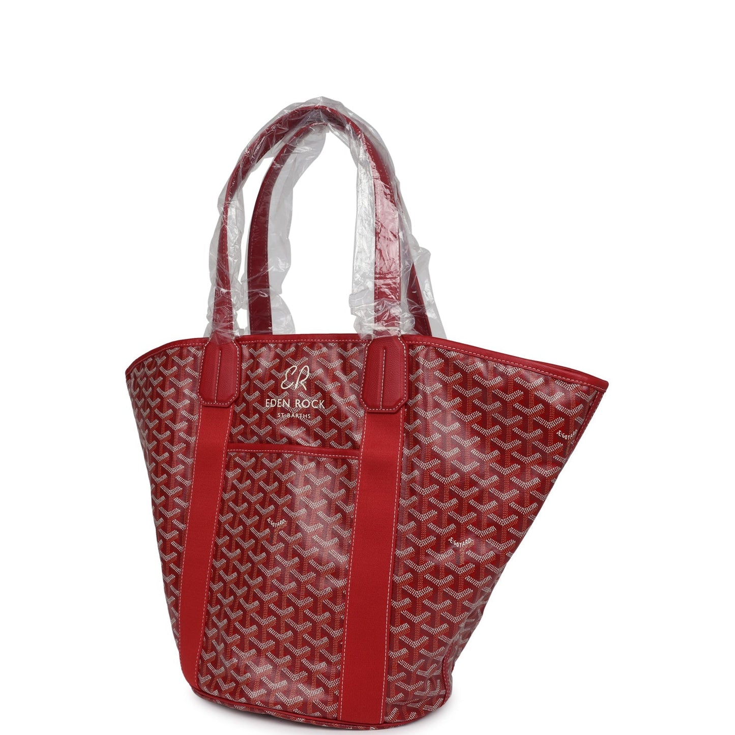 Goyard Limited Edition Eden Rock Belharra Beach Bag Red Goyardine Canvas & Chevroches Calfskin Palladium Hardware & Beach Towel