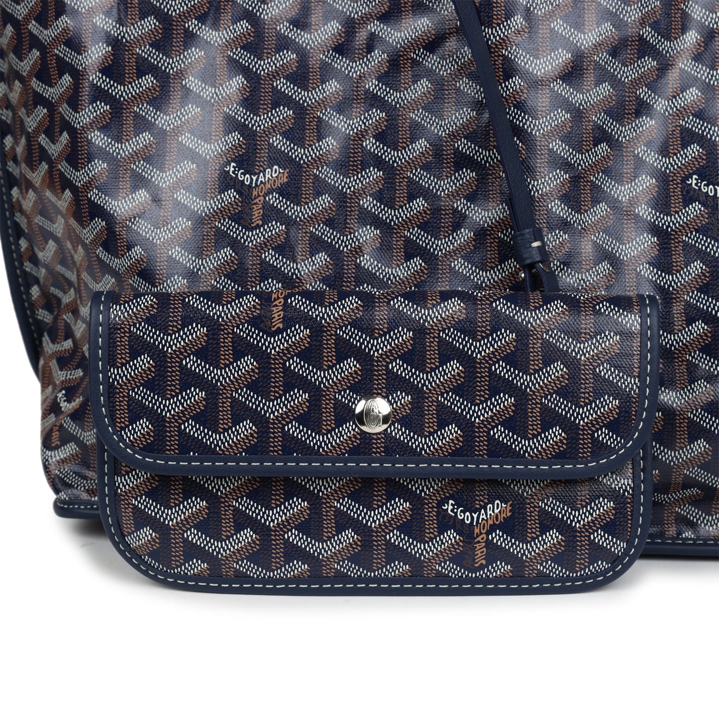 Goyard Anjou PM Navy Goyardine Canvas Palladium Hardware