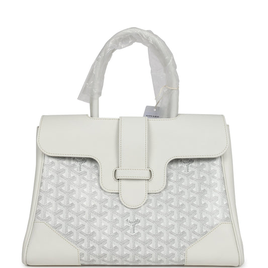 Goyard Saigon Tote White Goyardine Canvas Palladium Hardware - Bob Flawless Skincare 