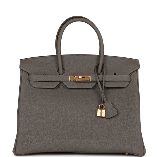 Hermes Birkin 35 Gris Meyer Togo Gold Hardware