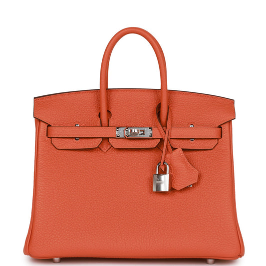 Hermes Birkin 25 Orange Togo Palladium Hardware