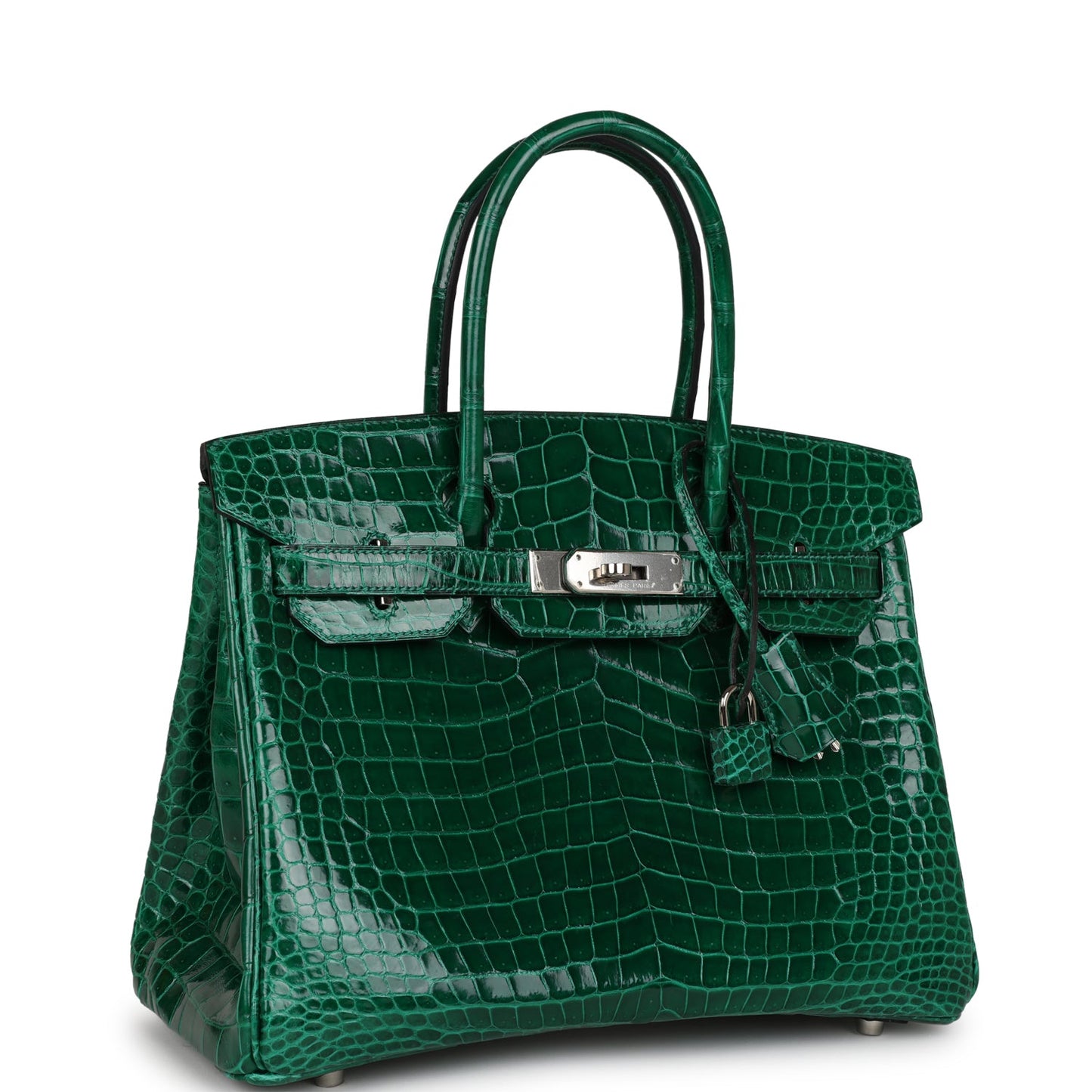 Pre-owned Hermes Birkin 30 Emerald Shiny Niloticus Crocodile Palladium Hardware