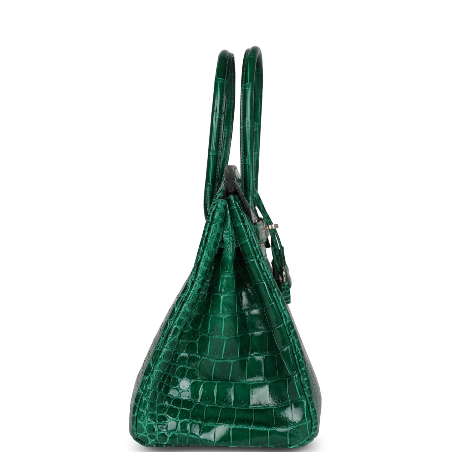 Pre-owned Hermes Birkin 30 Emerald Shiny Niloticus Crocodile Palladium Hardware