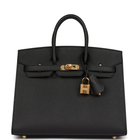 Hermes Birkin Sellier 25 Black Epsom Gold Hardware