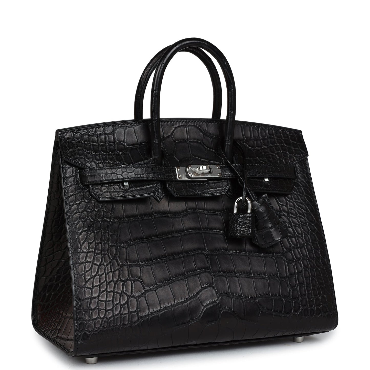 Hermes Birkin Sellier 25 Black Matte Alligator Palladium Hardware