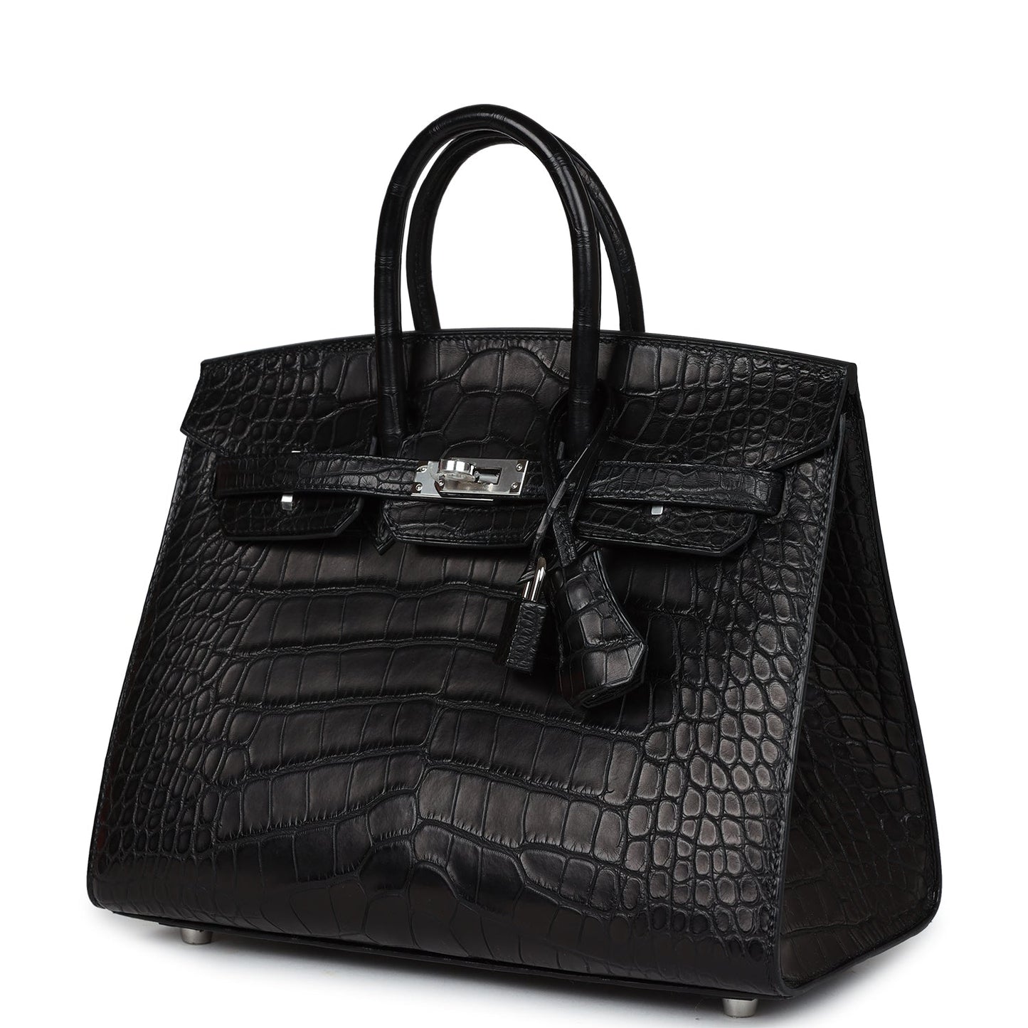 Hermes Birkin Sellier 25 Black Matte Alligator Palladium Hardware