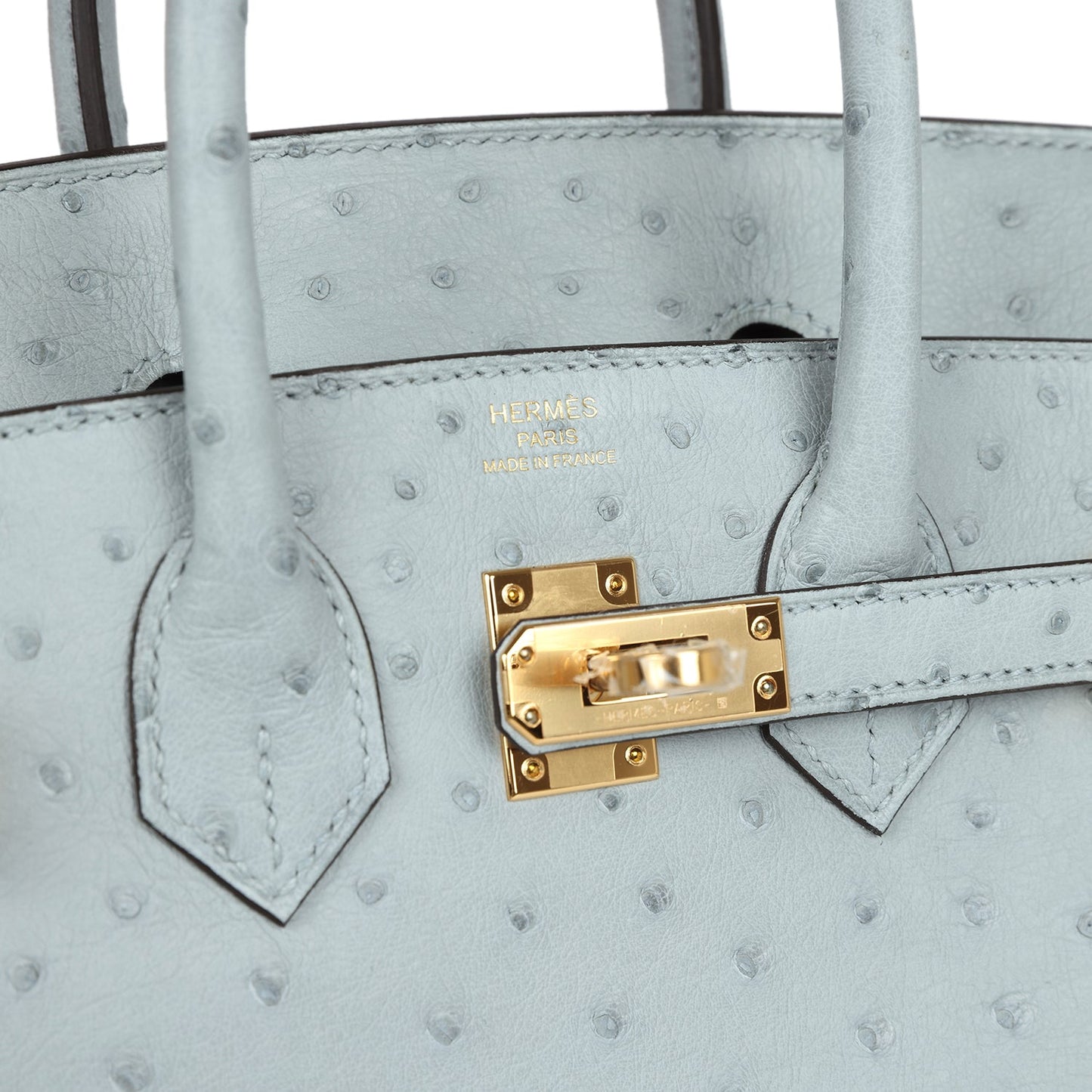 Hermes Birkin 25 Bleu Glacier Ostrich Gold Hardware