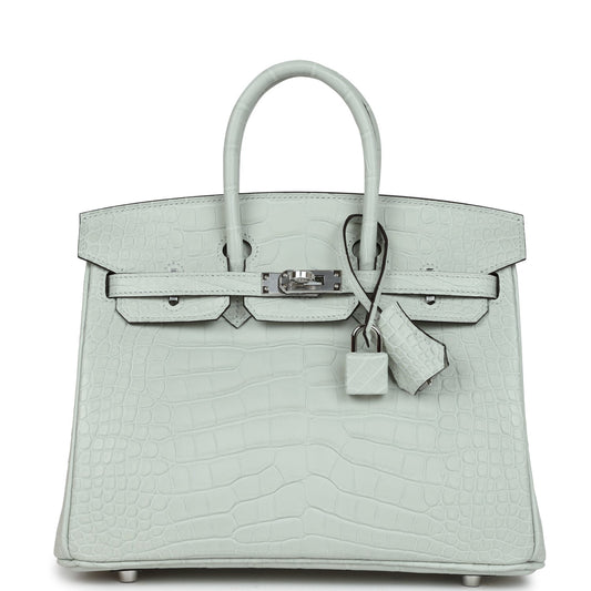 Hermes Birkin 25 Gris Neve Matte Alligator Palladium Hardware