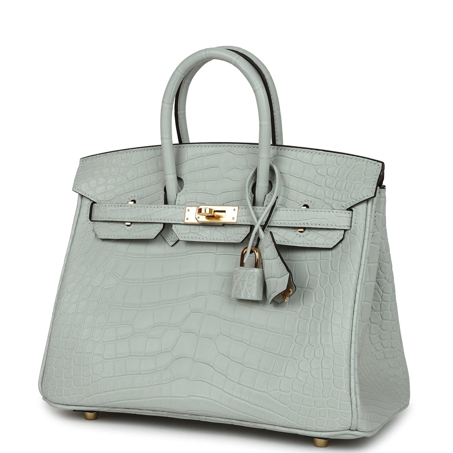 Hermes Birkin 25 Gris Neve Matte Alligator Gold Hardware