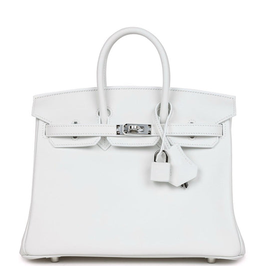 Hermes Birkin 25 New White Swift Palladium Hardware