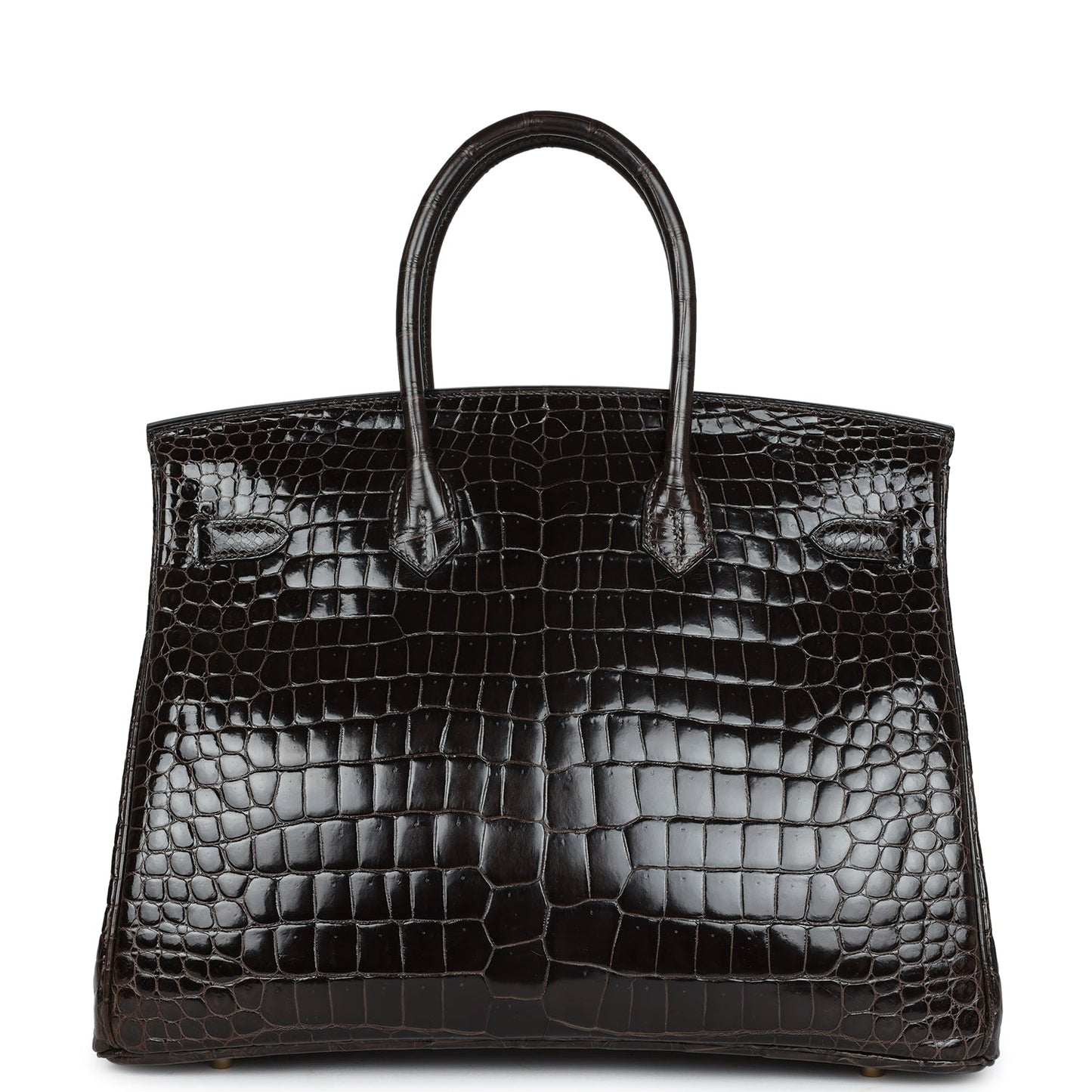 Pre-owned Hermes Birkin 35 Graphite Shiny Porosus Crocodile Gold Hardware