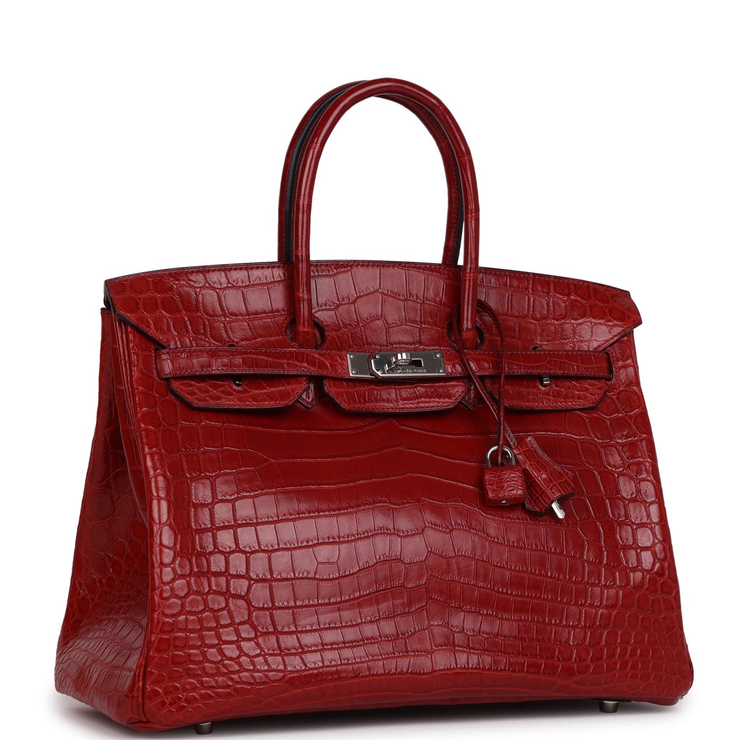 Pre-owned Hermes Birkin 35 Rouge H Matte Niloticus Crocodile Palladium Hardware