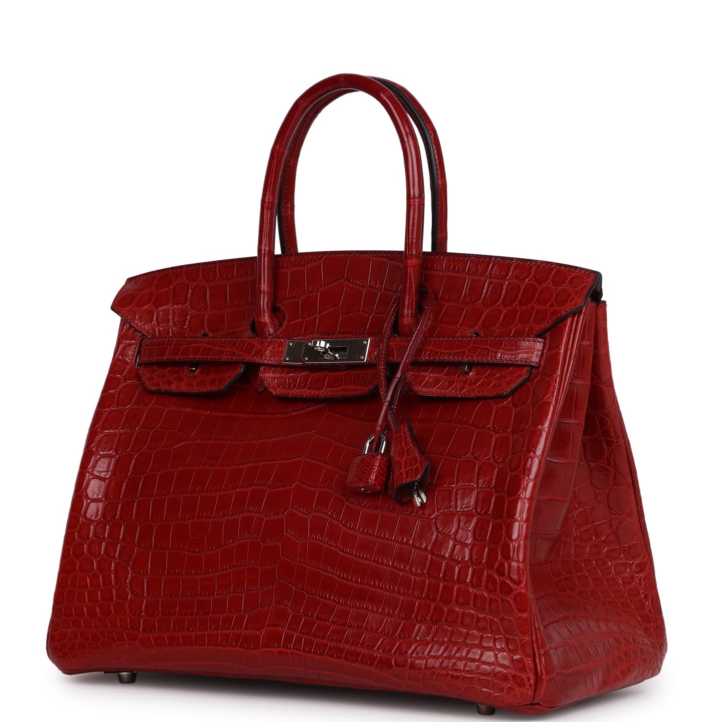 Pre-owned Hermes Birkin 35 Rouge H Matte Niloticus Crocodile Palladium Hardware