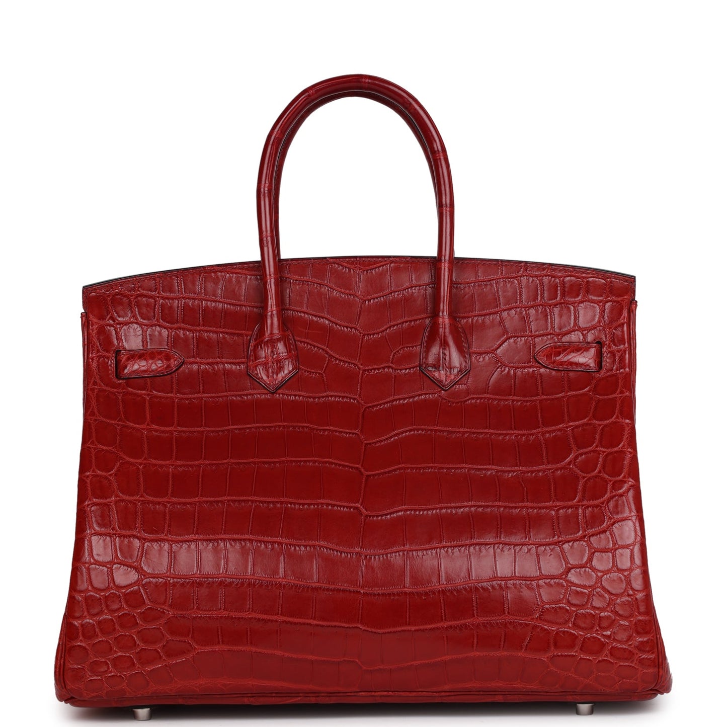 Pre-owned Hermes Birkin 35 Rouge H Matte Niloticus Crocodile Palladium Hardware