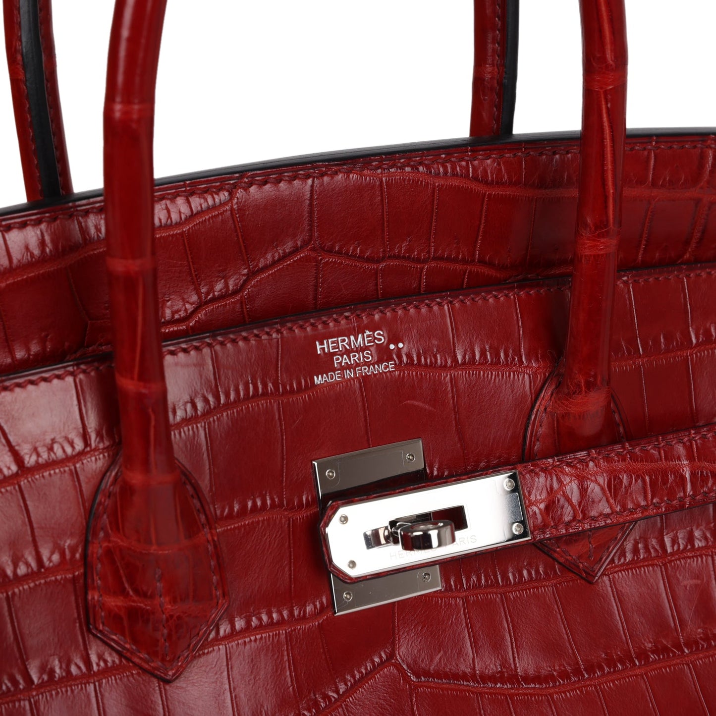 Pre-owned Hermes Birkin 35 Rouge H Matte Niloticus Crocodile Palladium Hardware