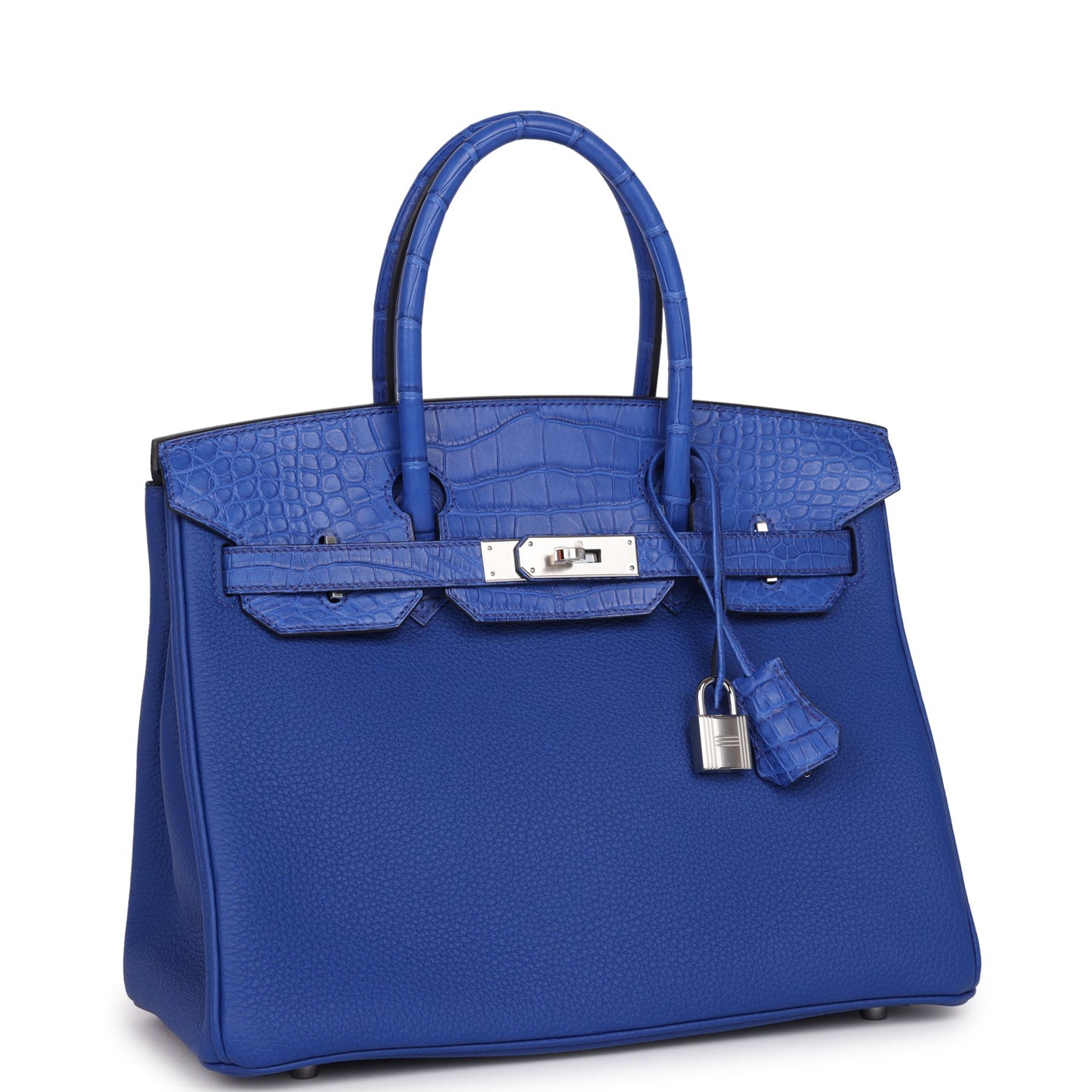 Hermes Birkin 30 Bleu Royal Matte Alligator and Togo Touch Palladium Hardware