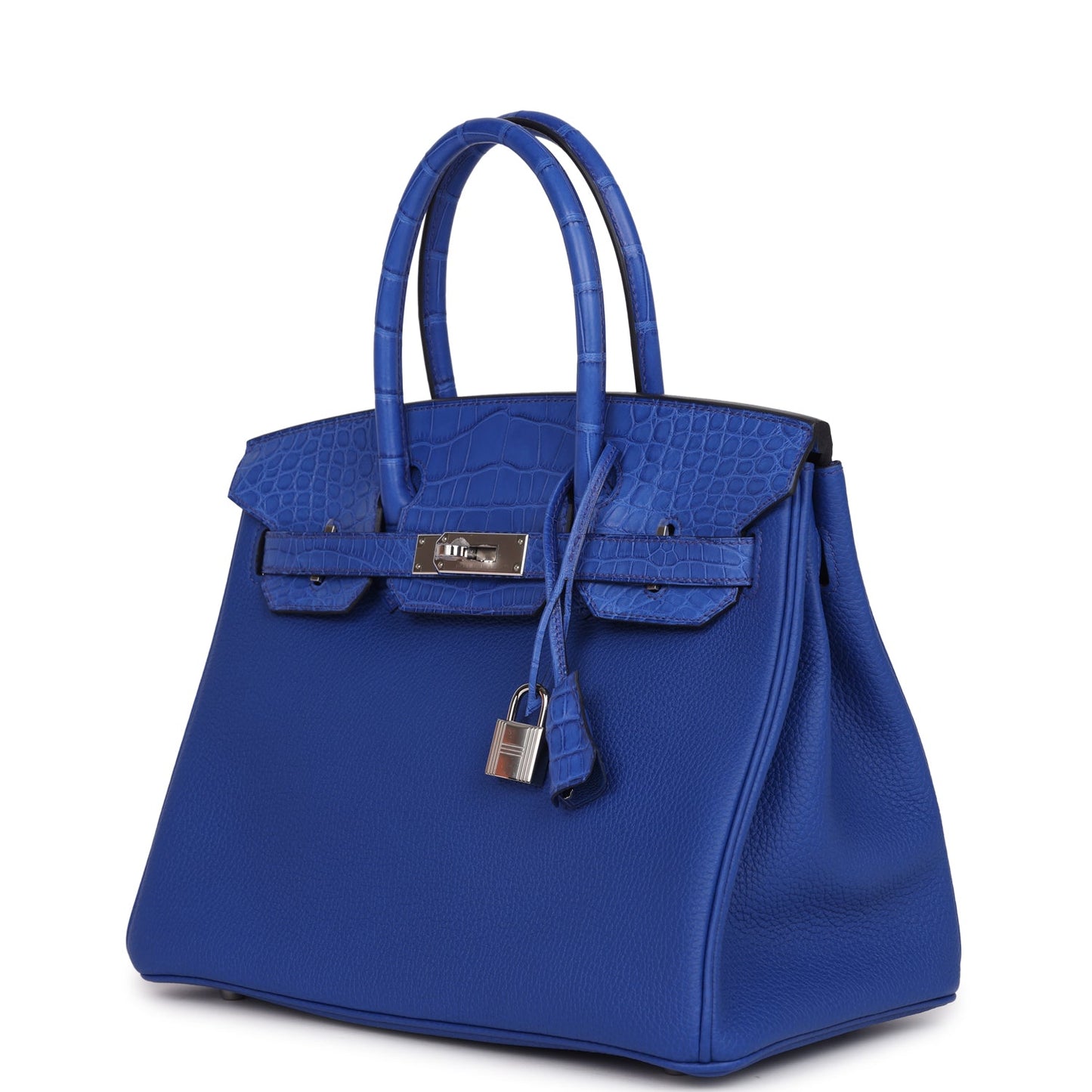 Hermes Birkin 30 Bleu Royal Matte Alligator and Togo Touch Palladium Hardware