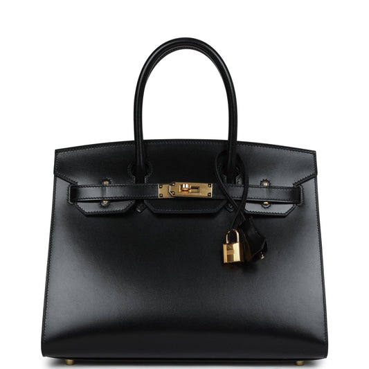 Hermes Birkin Sellier 30 Black Box Gold Hardware