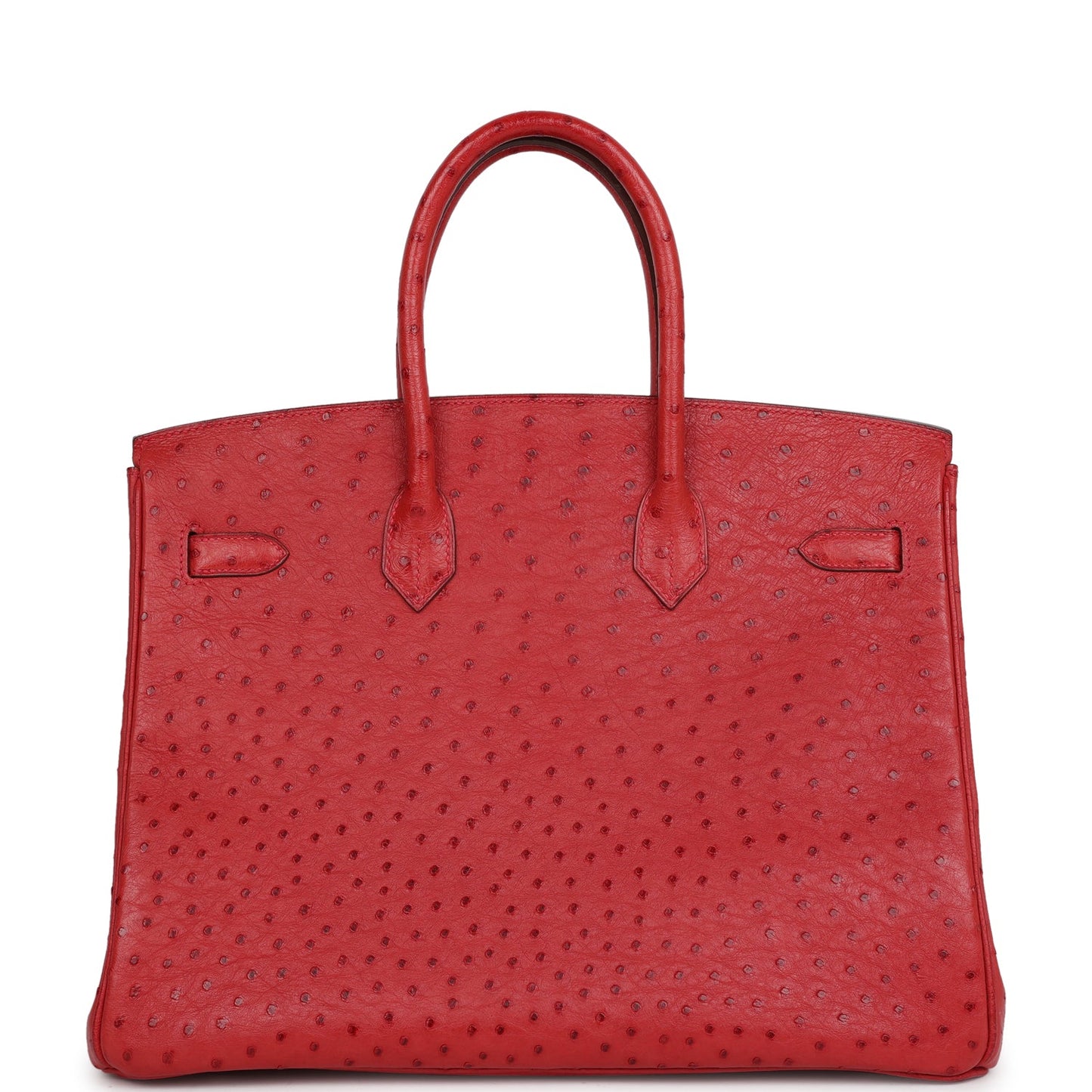 Pre-owned Hermes Birkin 35 Rouge Vif Ostrich Palladium Hardware