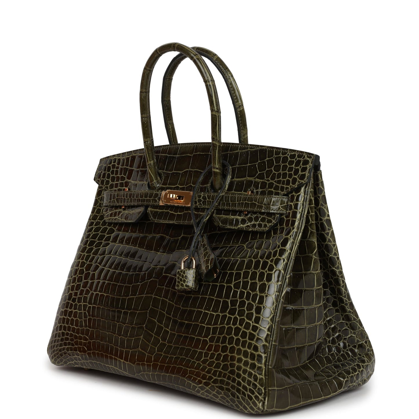 Pre-owned Hermes Birkin 35 Vert Veronese Shiny Porosus Crocodile Gold Hardware