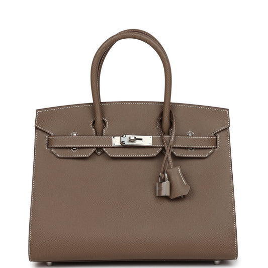 Hermes Birkin Sellier 30 Etoupe Epsom Palladium Hardware