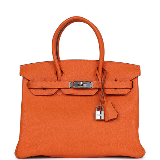 Pre-owned Hermes Birkin 30 Orange H Togo Palladium Hardware