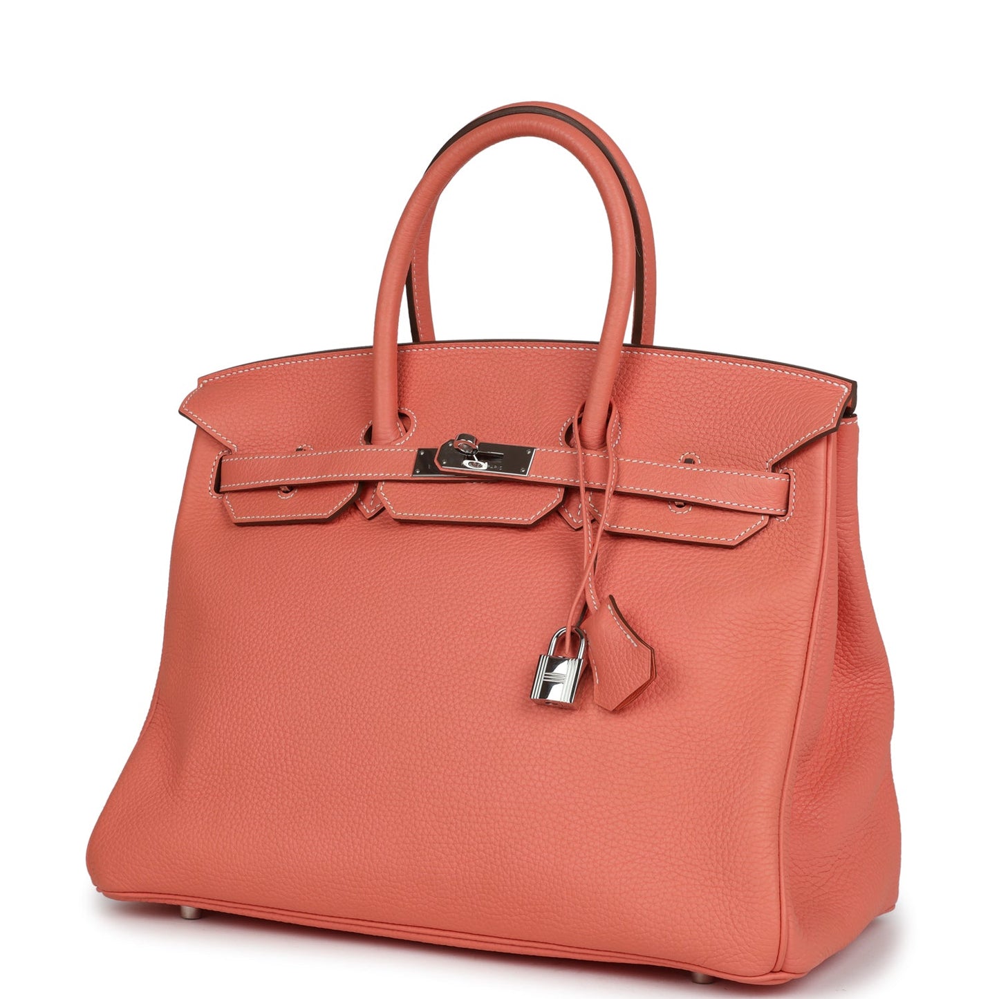 Pre-owned Hermes Birkin 35 Crevette Clemence Palladium Hardware