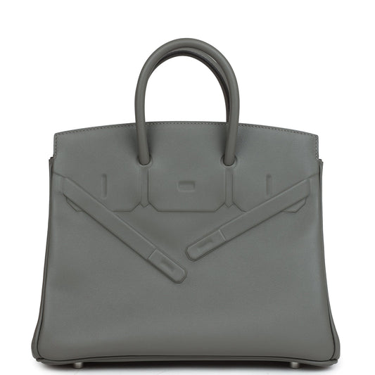 Hermes Birkin Shadow 25 Gris Meyer Swift Palladium Hardware