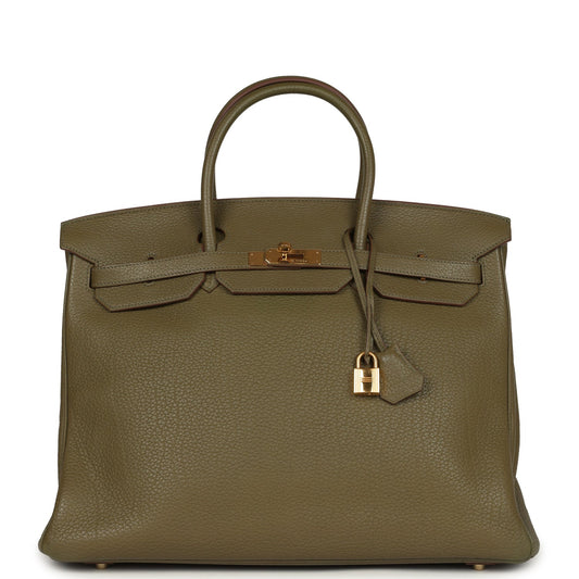 Pre-owned Hermes Birkin 40 Lichen Fjord Gold Hardware