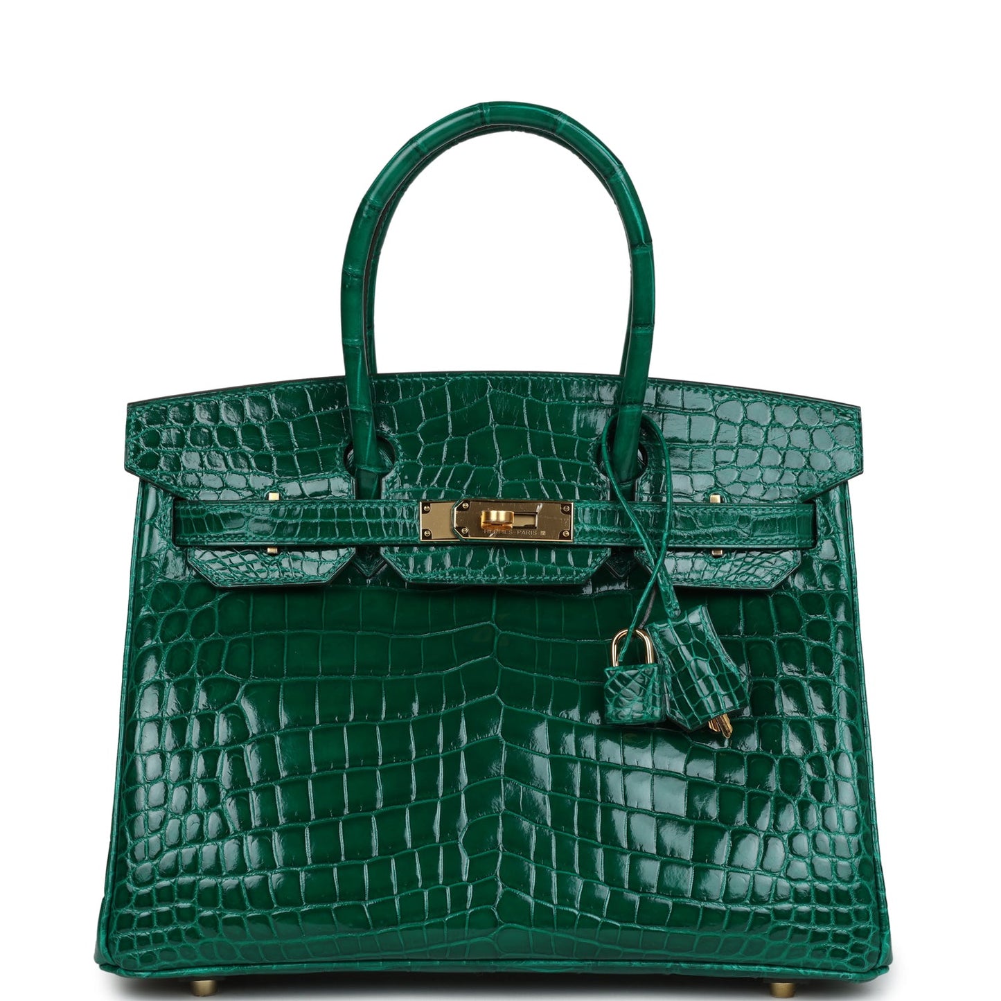 Hermes Birkin 30 Emerald Shiny Niloticus Crocodile Gold Hardware