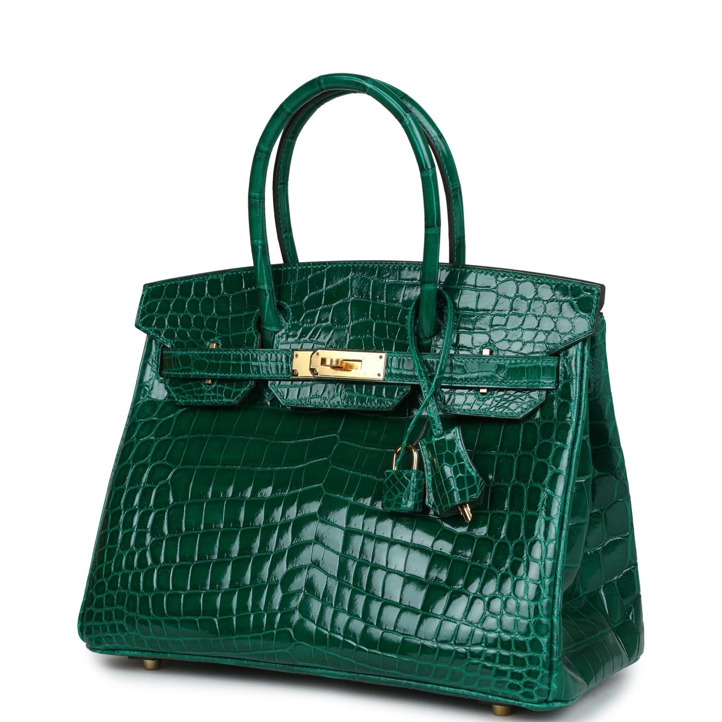 Hermes Birkin 30 Emerald Shiny Niloticus Crocodile Gold Hardware