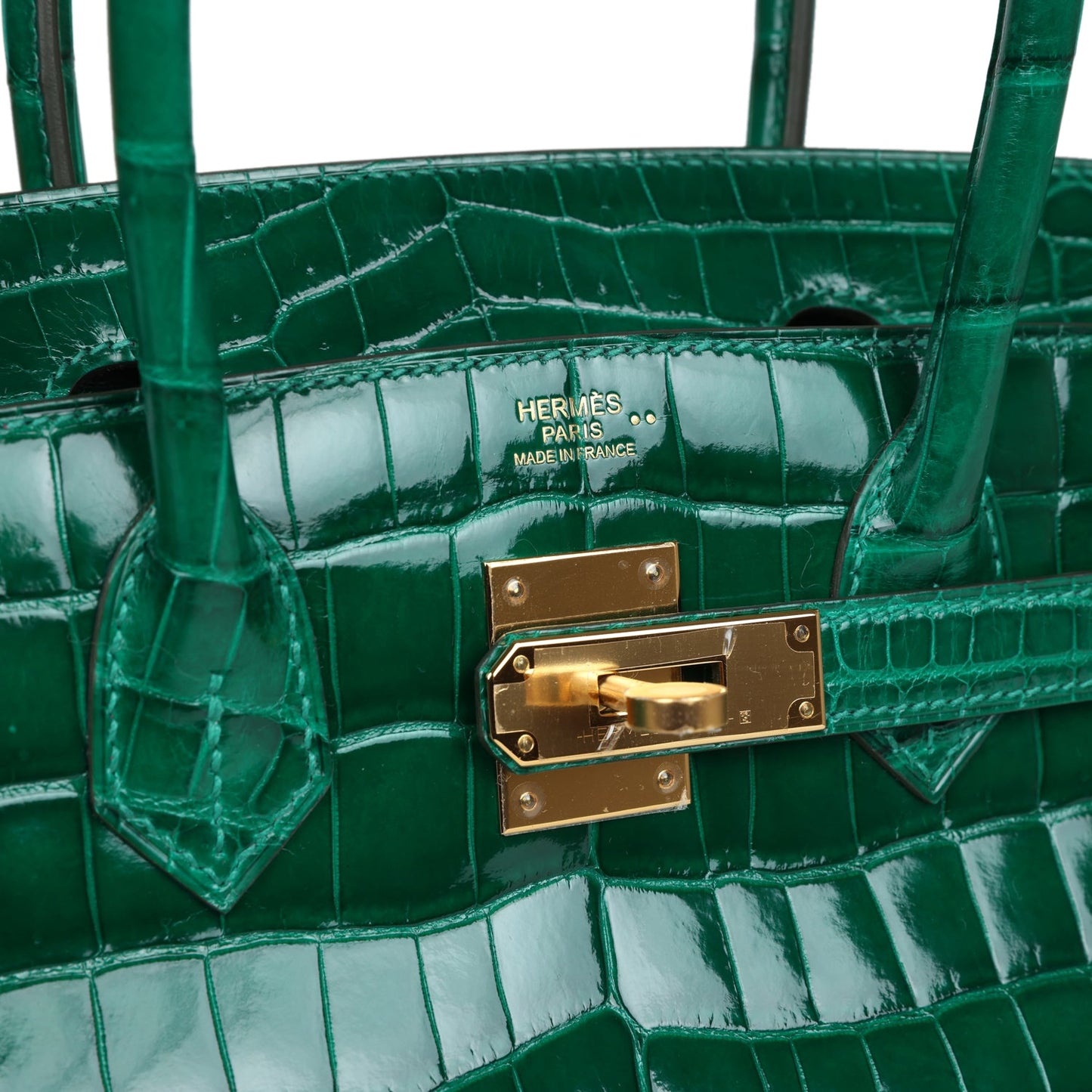 Hermes Birkin 30 Emerald Shiny Niloticus Crocodile Gold Hardware