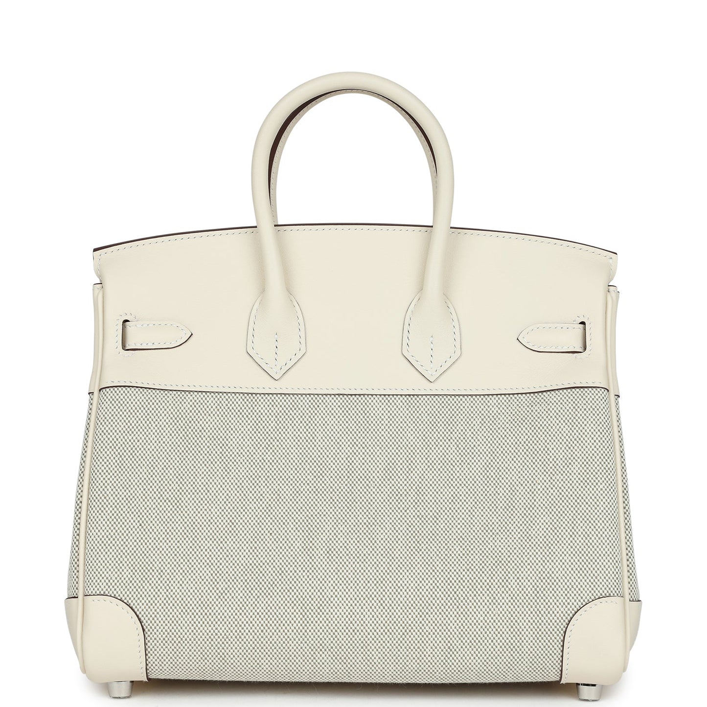 Hermes Birkin 25 Nata Swift and Ecru-Amande Toile H Canvas Palladium Hardware