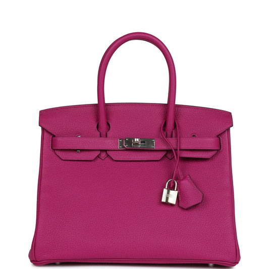 Pre-owned Hermes Birkin 30 Rose Pourpre Togo Palladium Hardware