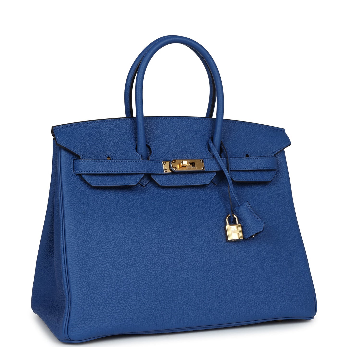 Pre-owned Hermes Birkin 35 Bleu Royal Togo Gold Hardware