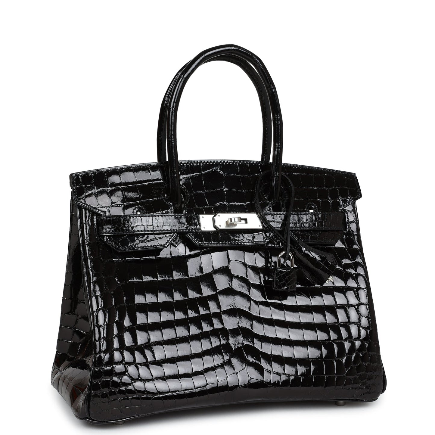 Hermes Birkin 30 Black Shiny Crocodile Niloticus Palladium Hardware