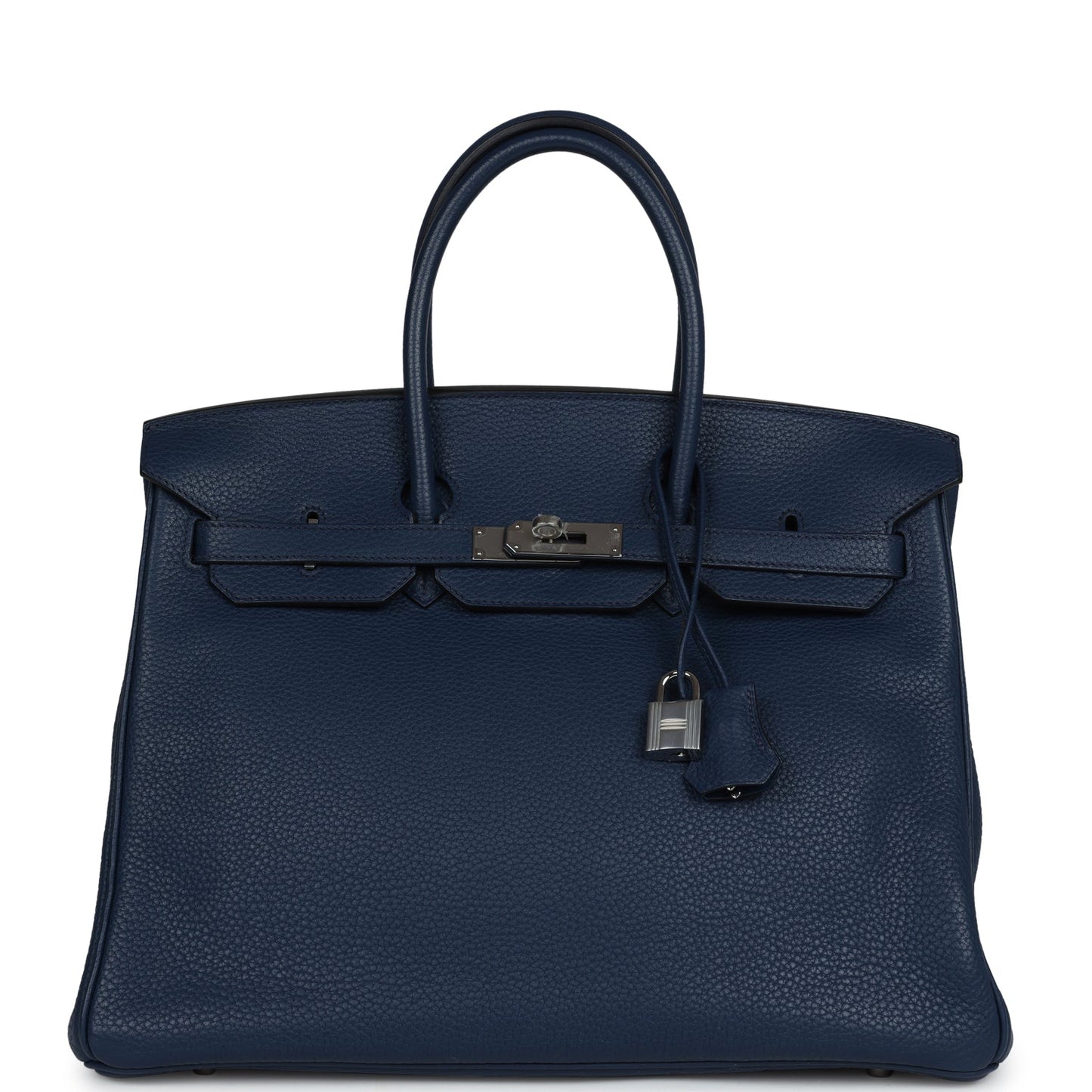 Pre-owned Hermes Birkin 35 Bleu de Malte Clemence Palladium Hardware