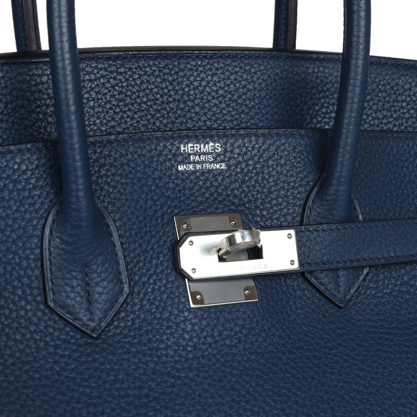 Pre-owned Hermes Birkin 35 Bleu de Malte Clemence Palladium Hardware