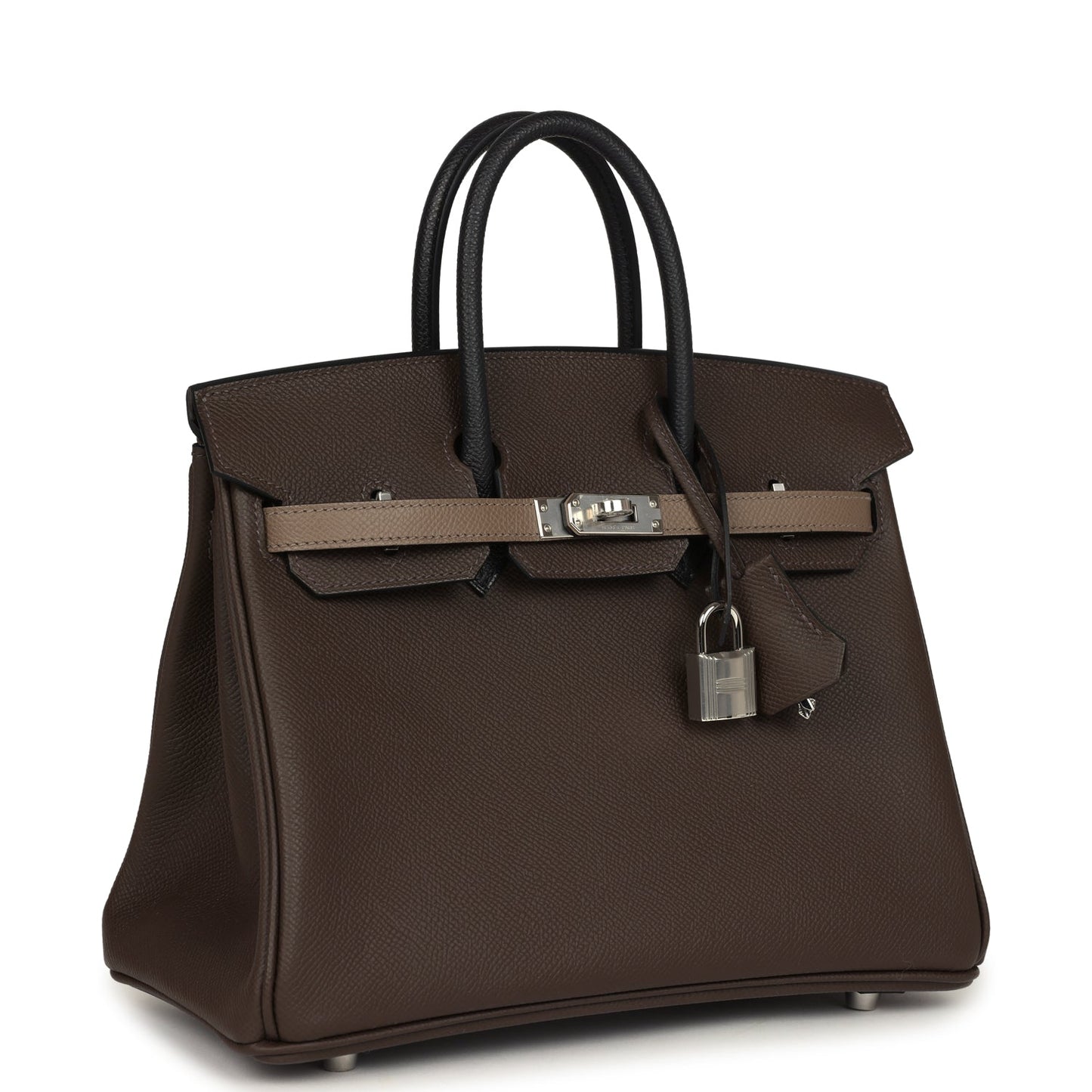 Hermes Birkin 25 Tri-color Ecorce, Etoupe and Black Epsom Palladium Hardware