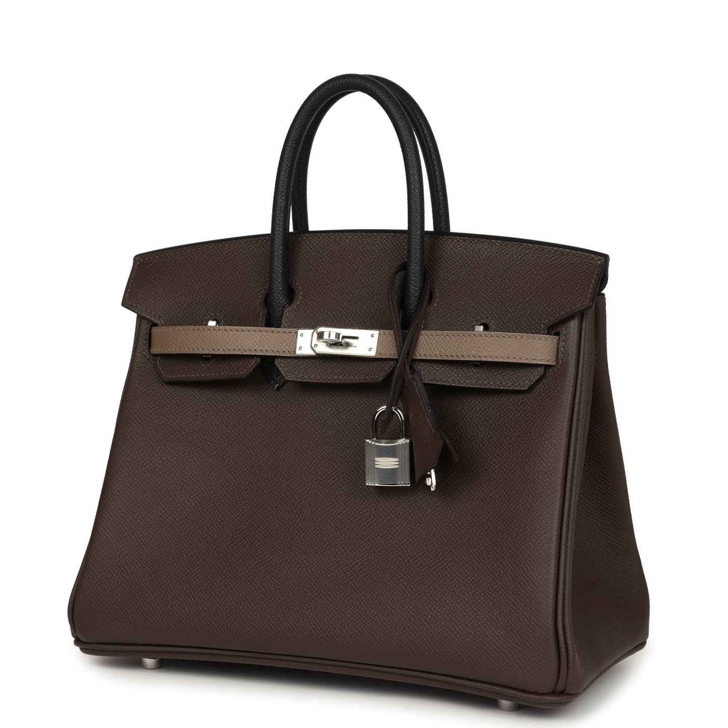 Hermes Birkin 25 Tri-color Ecorce, Etoupe and Black Epsom Palladium Hardware