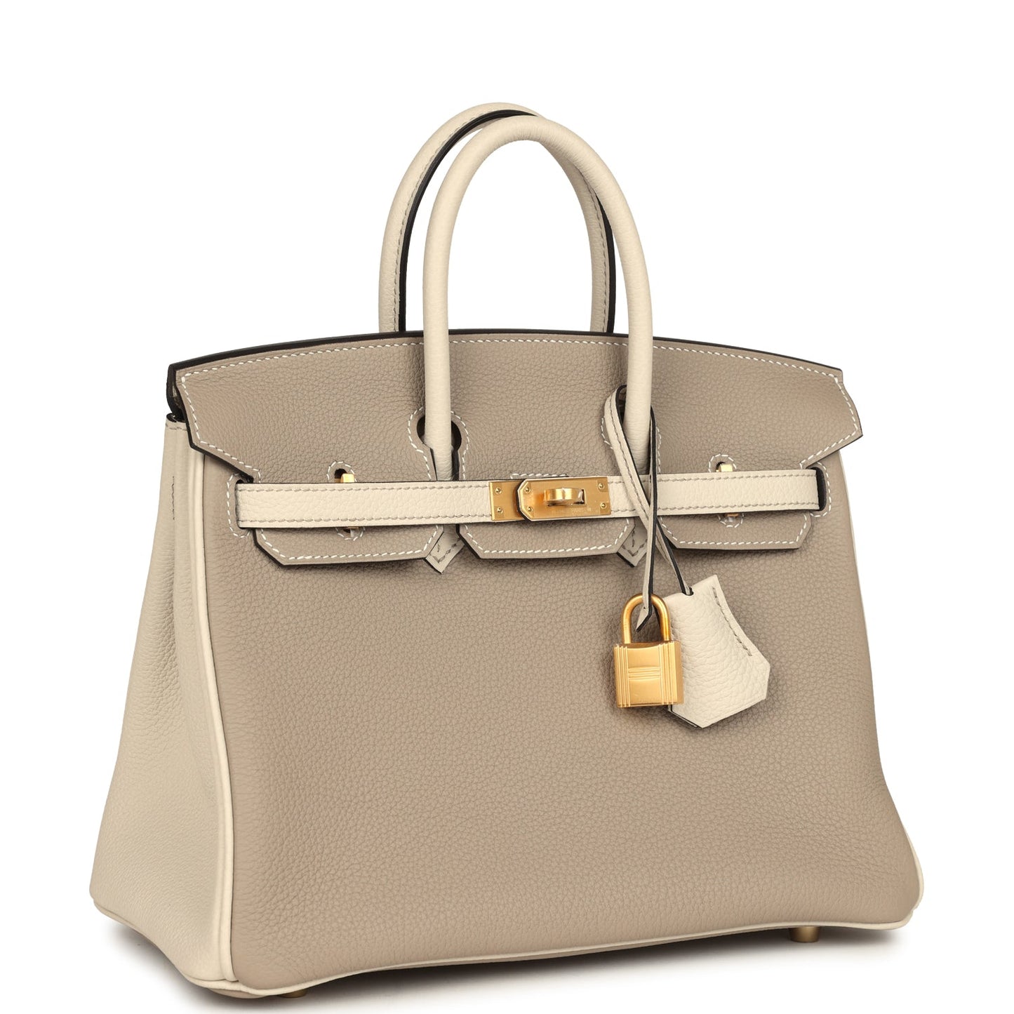 Hermes Special Order (HSS) Birkin 25 Gris Tourterelle and Craie Togo Brushed Gold Hardware