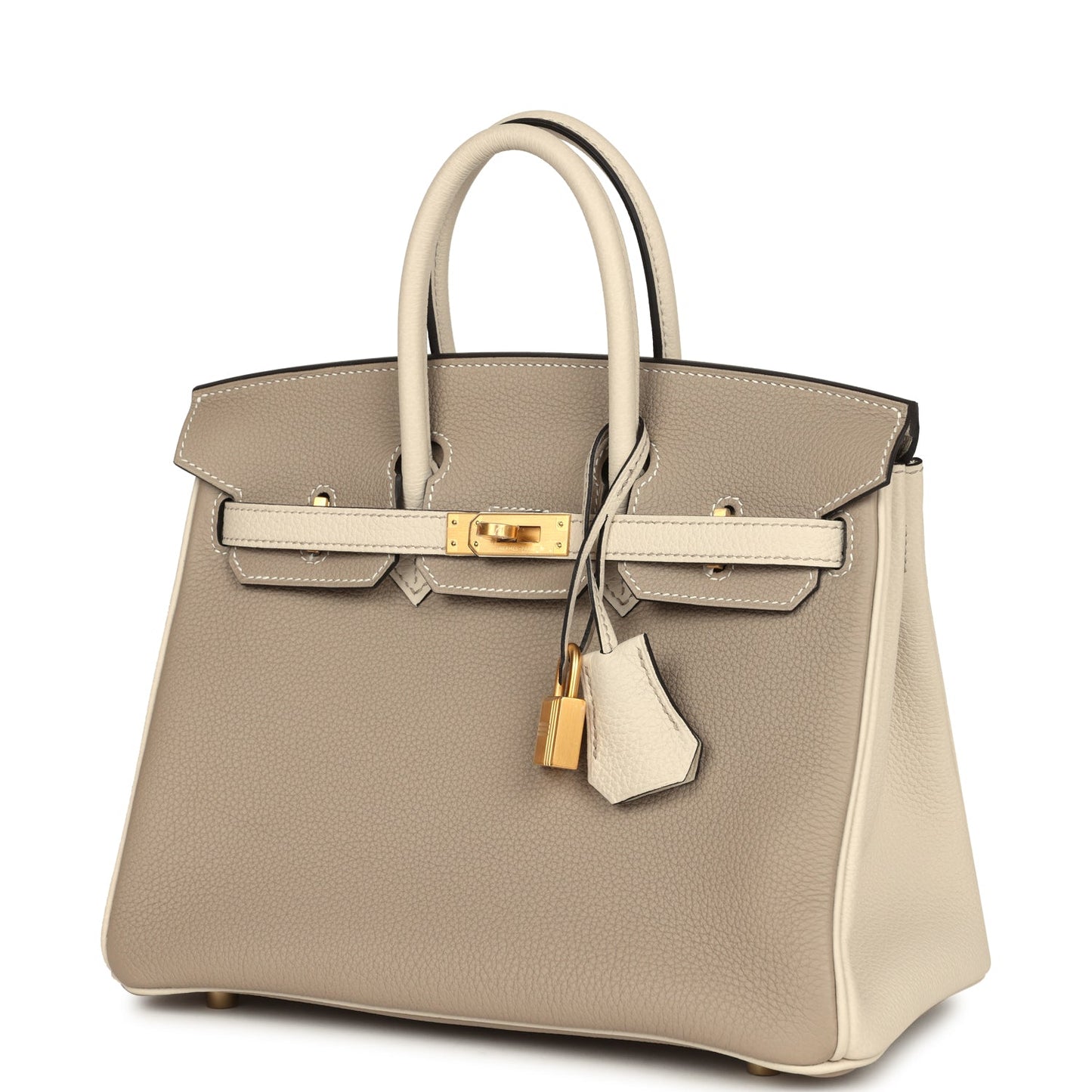 Hermes Special Order (HSS) Birkin 25 Gris Tourterelle and Craie Togo Brushed Gold Hardware